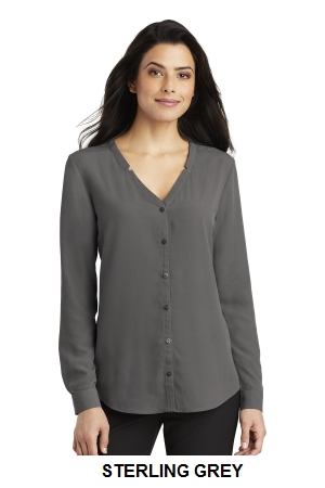 Port Authority Ladies Long Sleeve Button-Front Blouse.  PORT A.  LW700